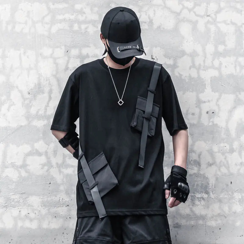 Hip Hop Punk Patchwork Short Sleeve T-Shirt for Men