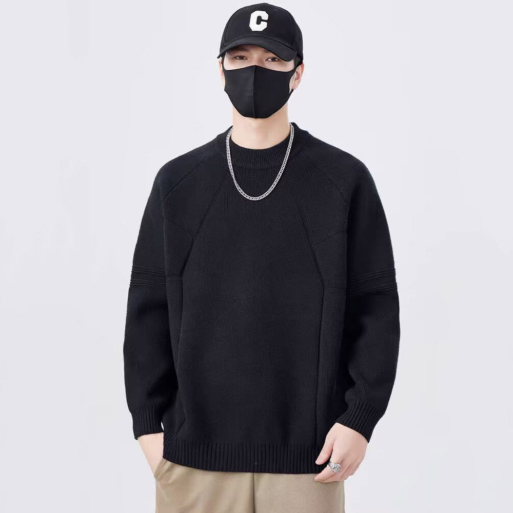 Round-neck Textured Knit Sweater Ideal For Layering Or Wearing On Its Own