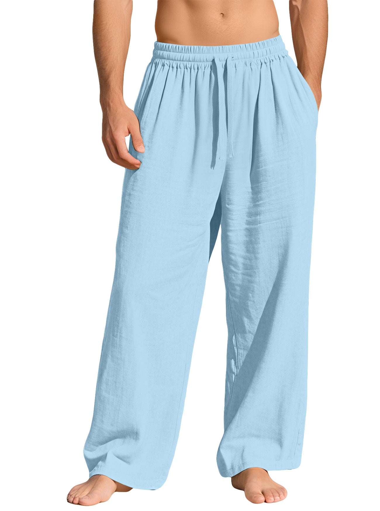 Pocketed Drawstring Solid-color Trendy Business Pants