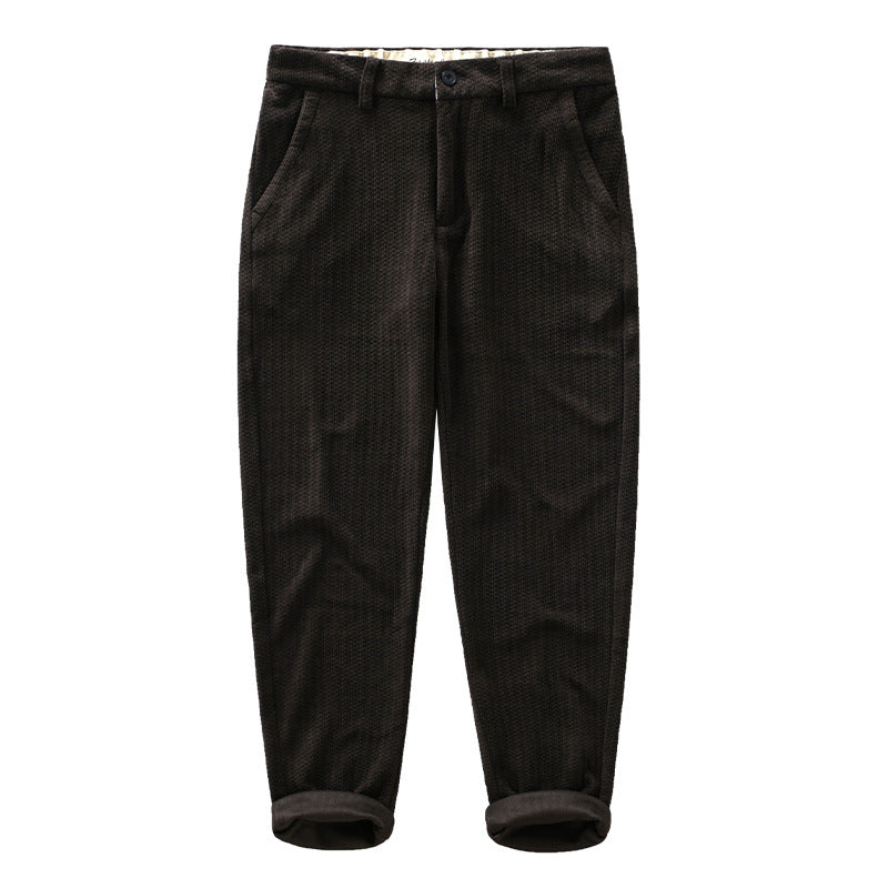 Mens Retro Corduroy Straight-Leg Slim-Fit Casual Pants