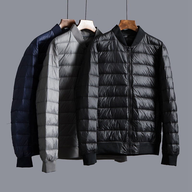 Lightweight Down Jacket With A Baseball Collar