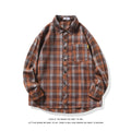 Mens Loose-fitting Casual Long-sleeve Plaid Shirt