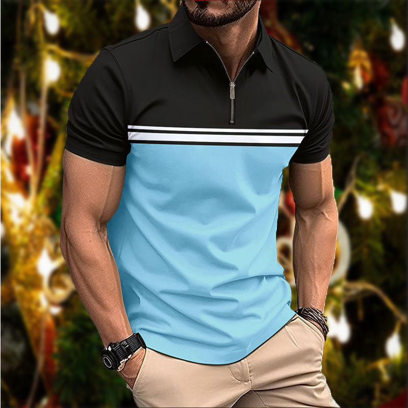 Mens Stylish Slim-fit POLO Shirt With A Pointed Collar And Chest Stripes