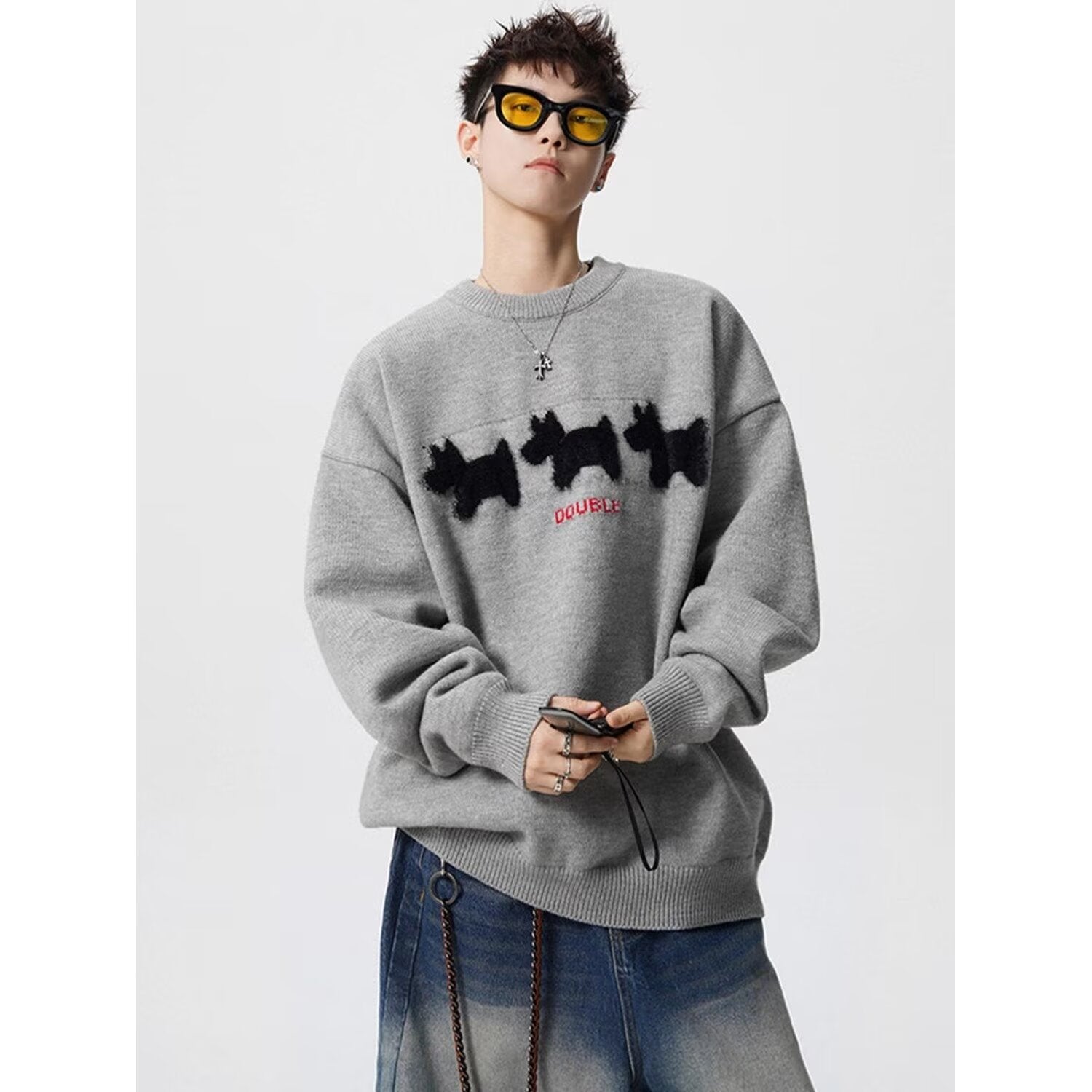 Casual Crew-neck Knit Sweater Loose-fitting And Versatile