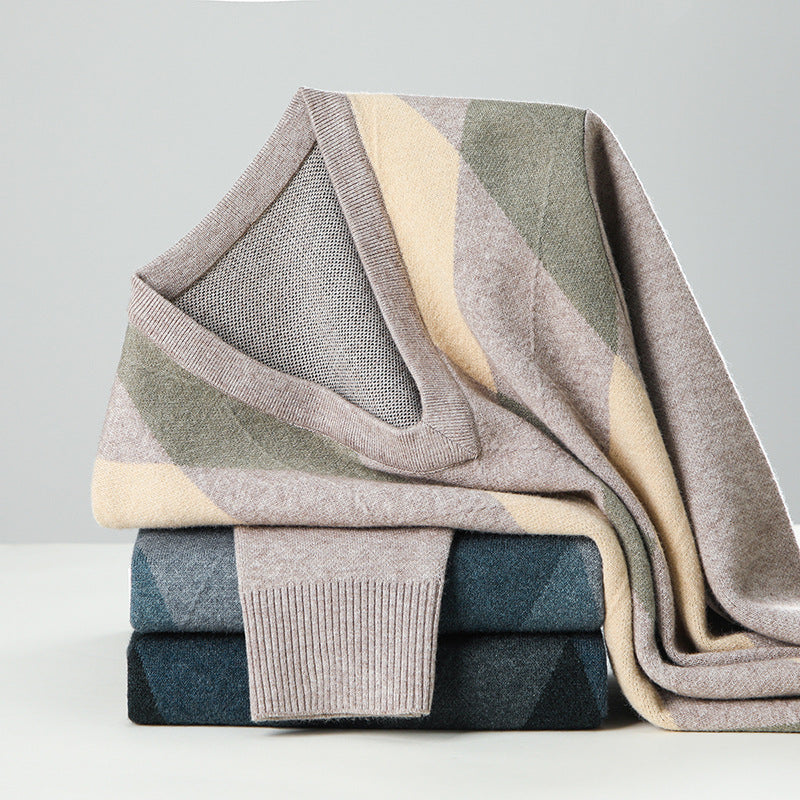 Mens Stylish Casual V-Neck Knitted Sweater