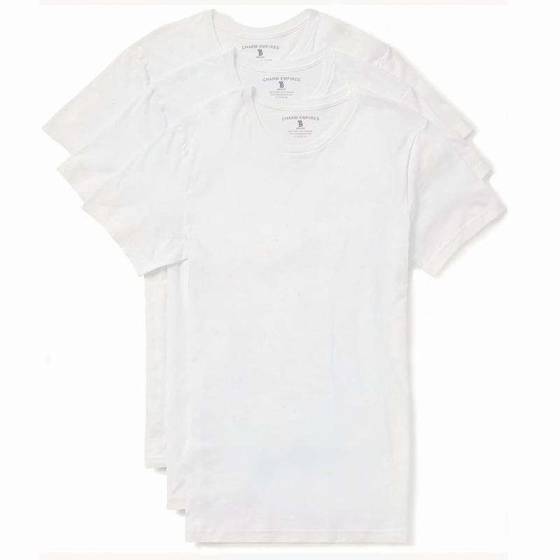 Slim-fit White And Black Crewneck T-shirt 3-pack