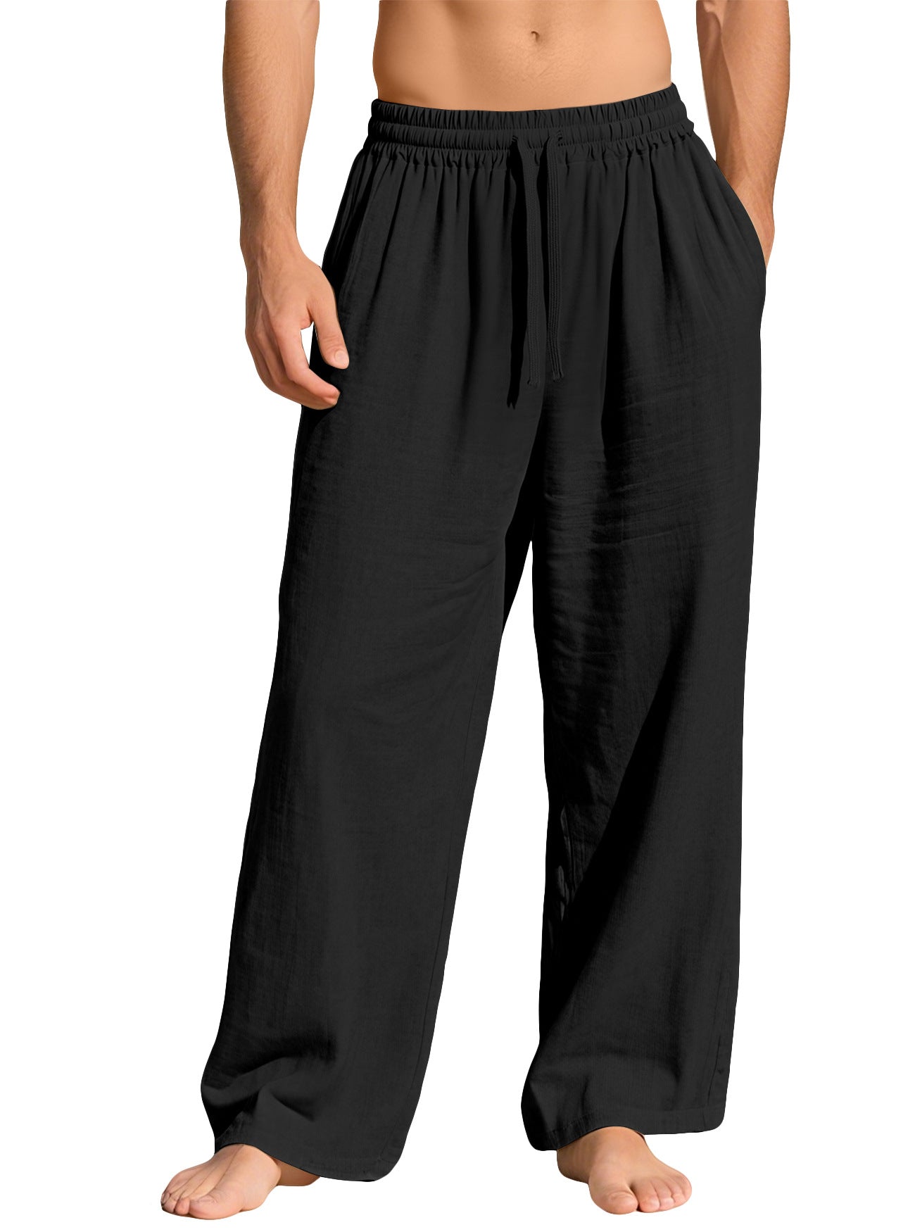 Pocketed Drawstring Solid-color Trendy Business Pants