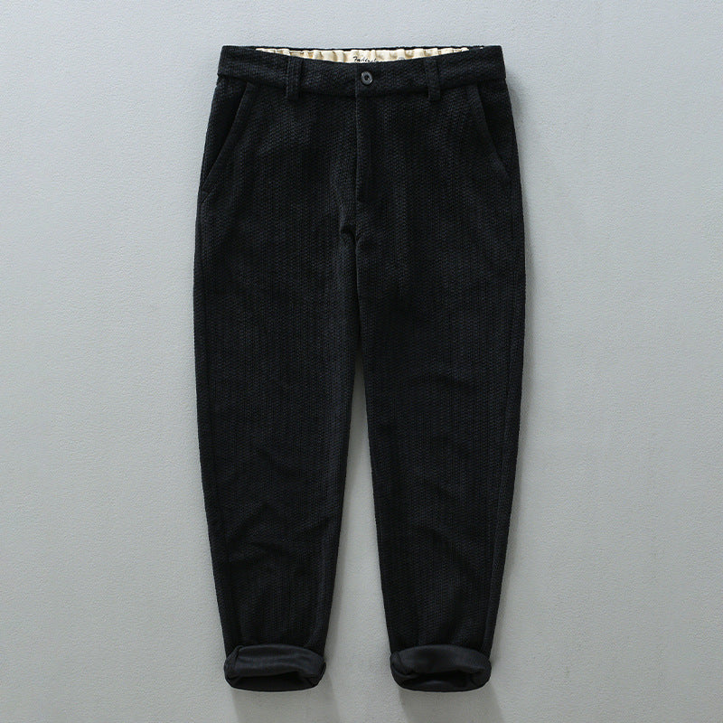 Mens Retro Corduroy Straight-Leg Slim-Fit Casual Pants