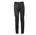 Punk Mecha Mens Trousers Slim-fit Casual Pants With A Washed Distressed Denim Look