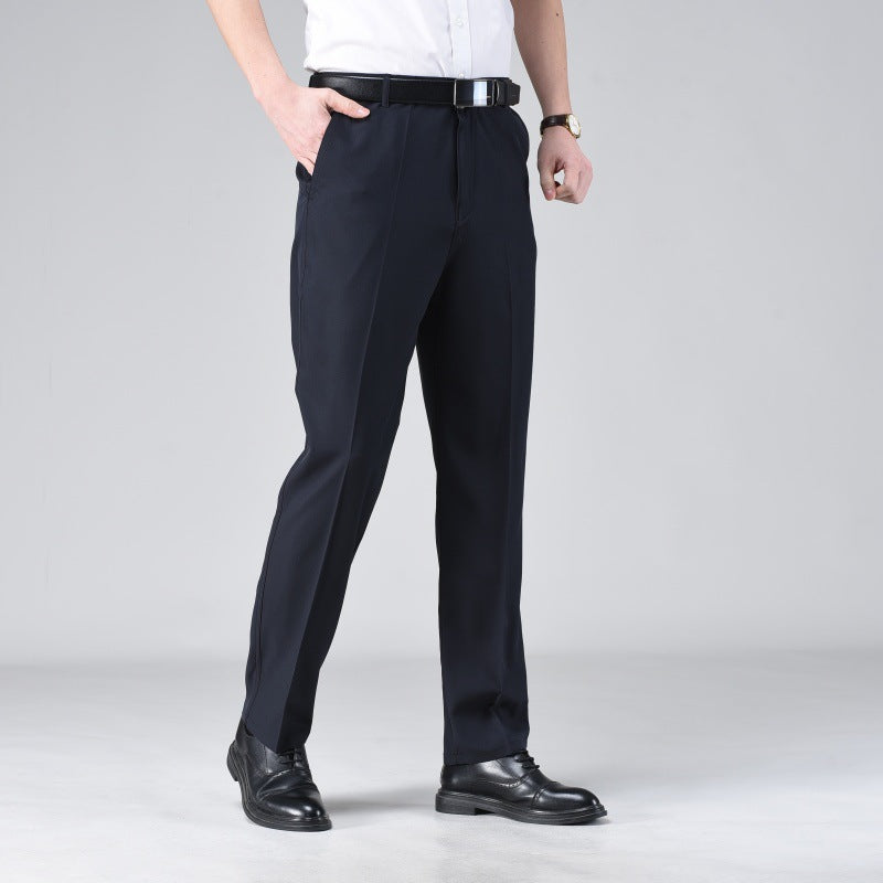 Mens Casual Solid-color Loose Straight-leg Pants