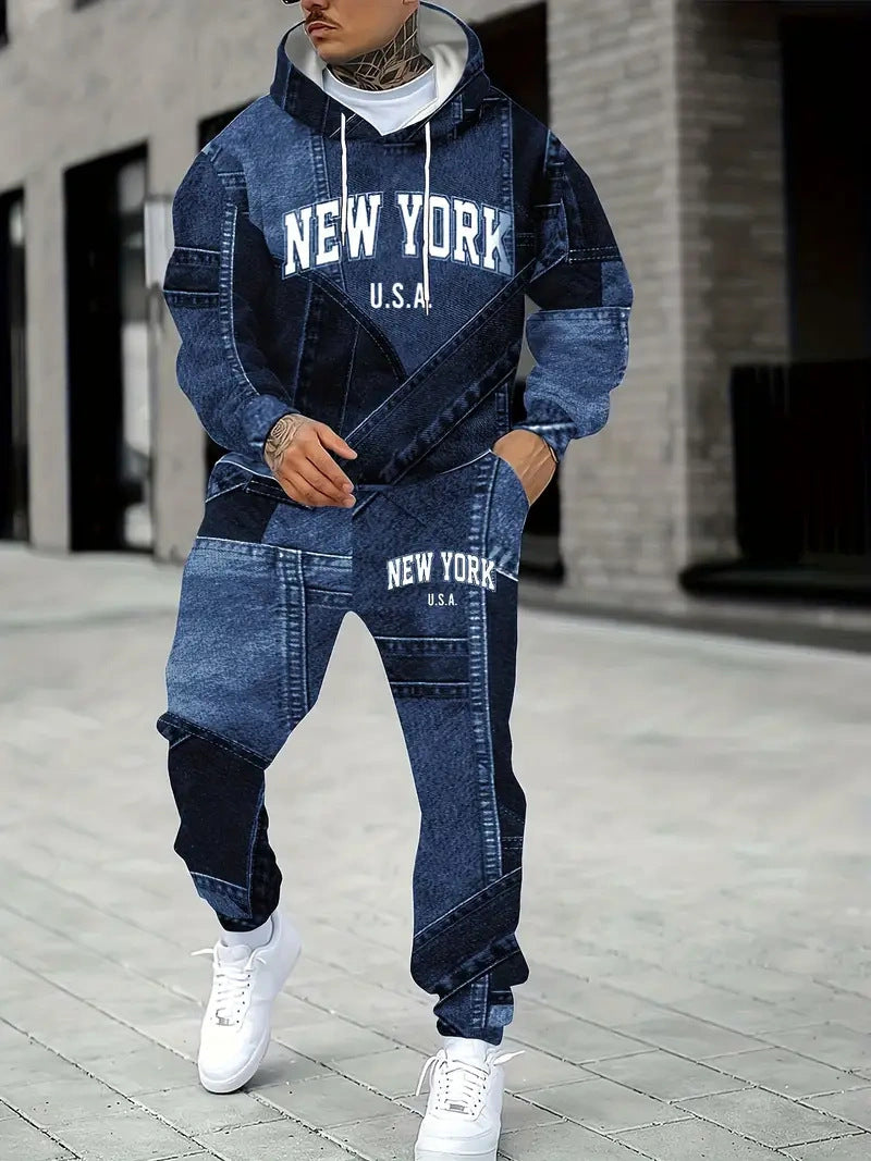 Stylish Men's Denim Hoodie