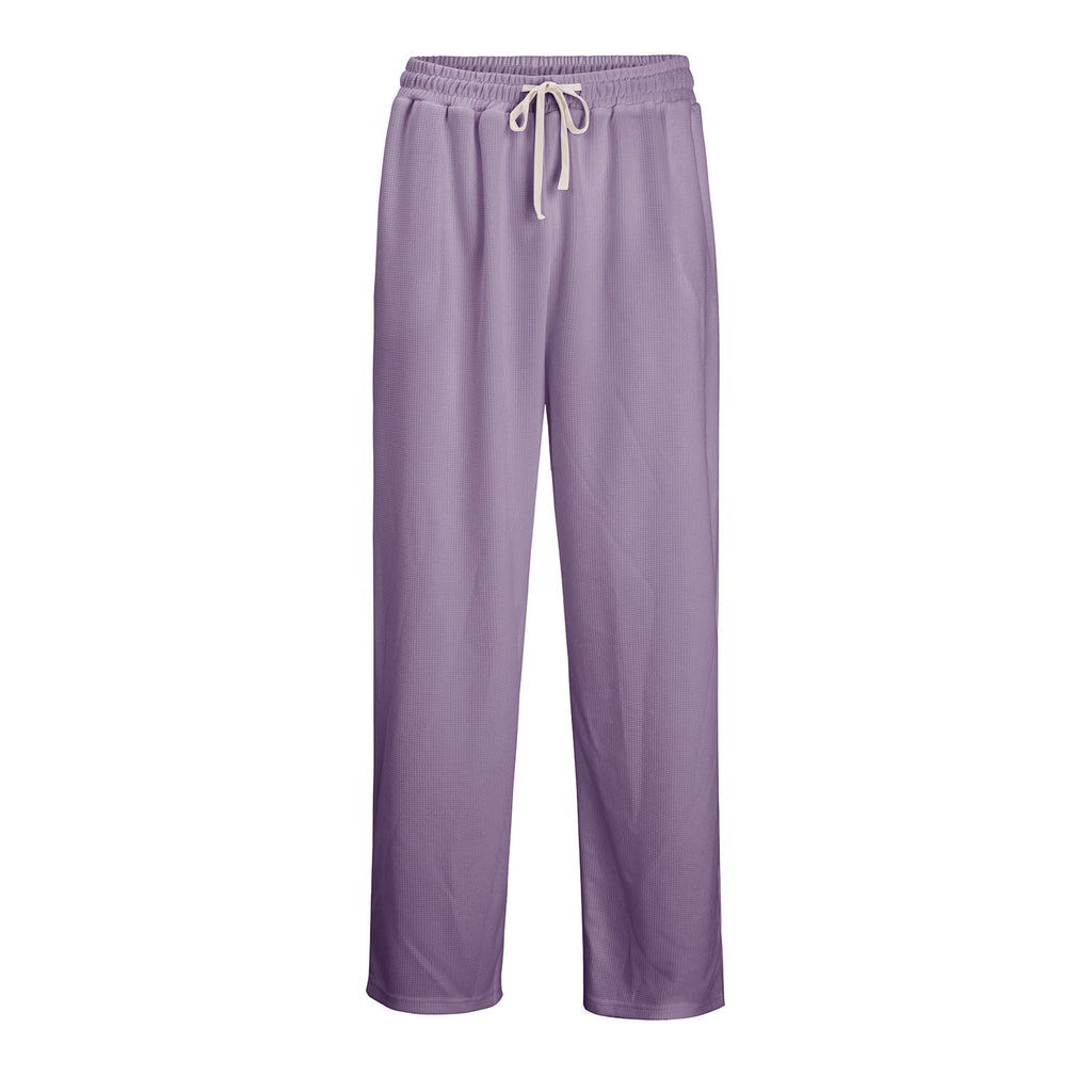 Mens Relaxed-fit Waffle-knit Wide-leg Athleisure Pants