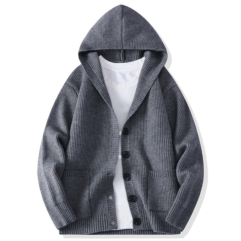 Mens Knitted Fashion Lapel Sweater Cardigan