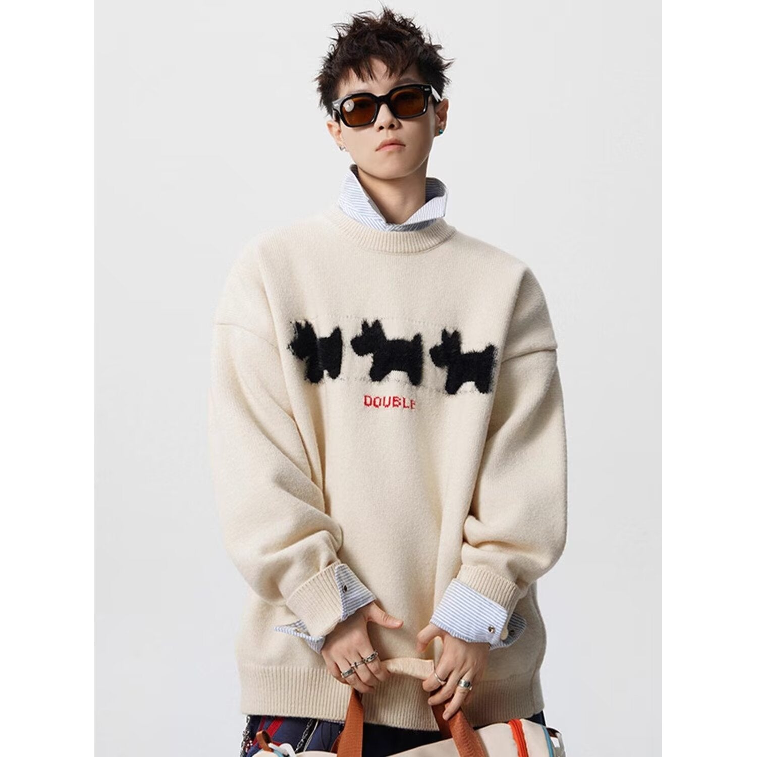 Casual Crew-neck Knit Sweater Loose-fitting And Versatile