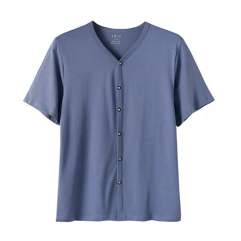 Men's Cotton Cardigan Short-Sleeve T-Shirt