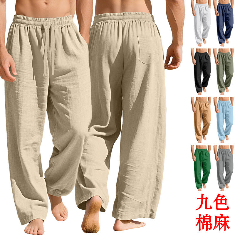 Pocketed Drawstring Solid-color Trendy Business Pants