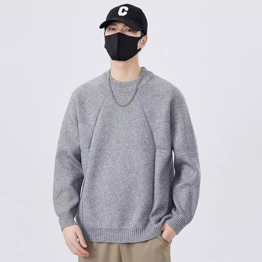 Round-neck Textured Knit Sweater Ideal For Layering Or Wearing On Its Own