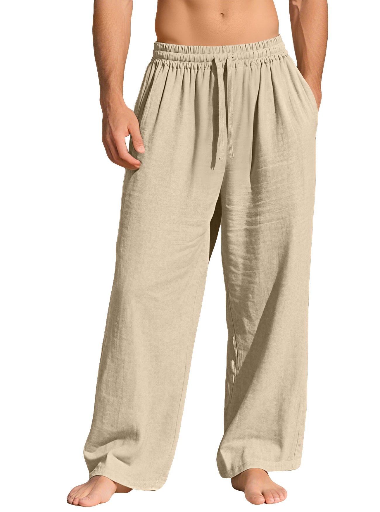 Pocketed Drawstring Solid-color Trendy Business Pants