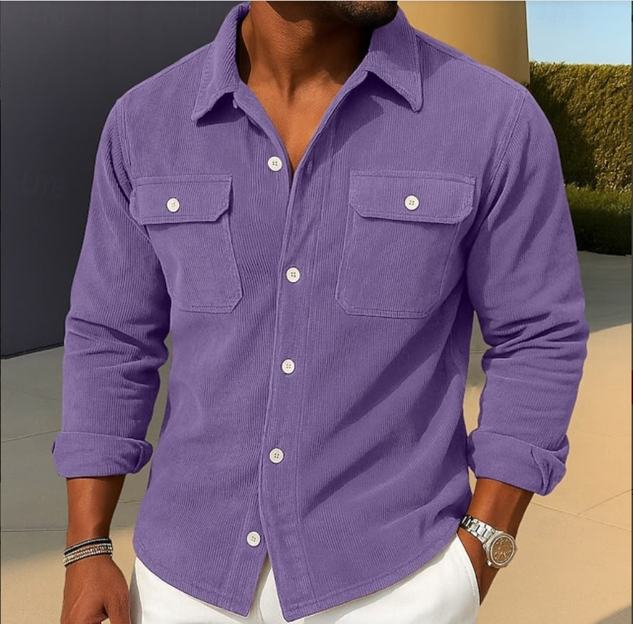 Mens Loose-fit Corduroy Shirt-coat