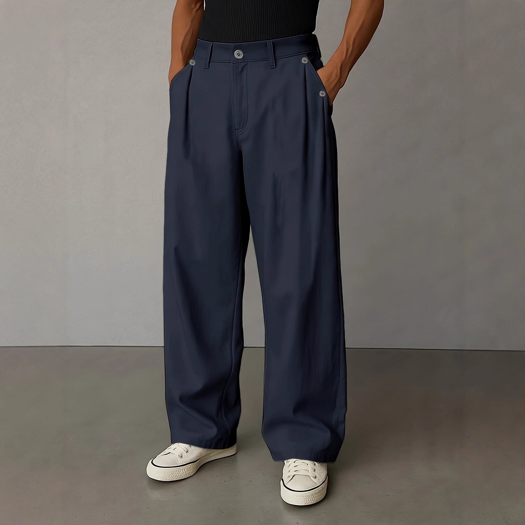 Mens Stylish Solid-color Casual Straight-leg Pants
