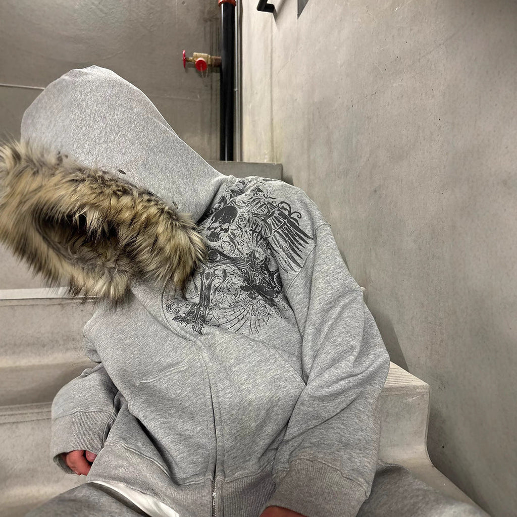 Cozy Plush Print Hoodie