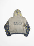 Bullet-hole Star Patchwork Hooded Sweatshirt With A Washed Vintage Finish