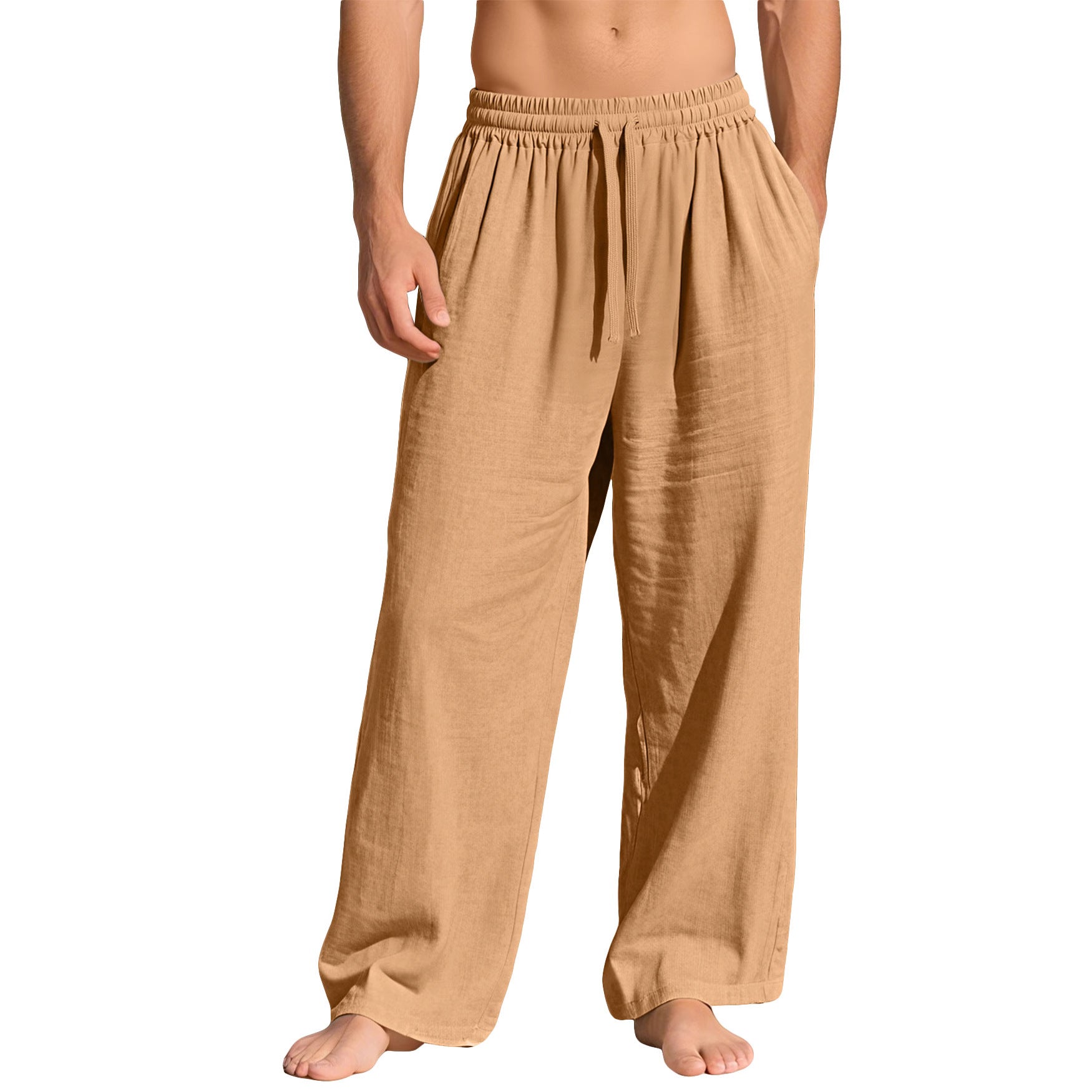 Pocketed Drawstring Solid-color Trendy Business Pants