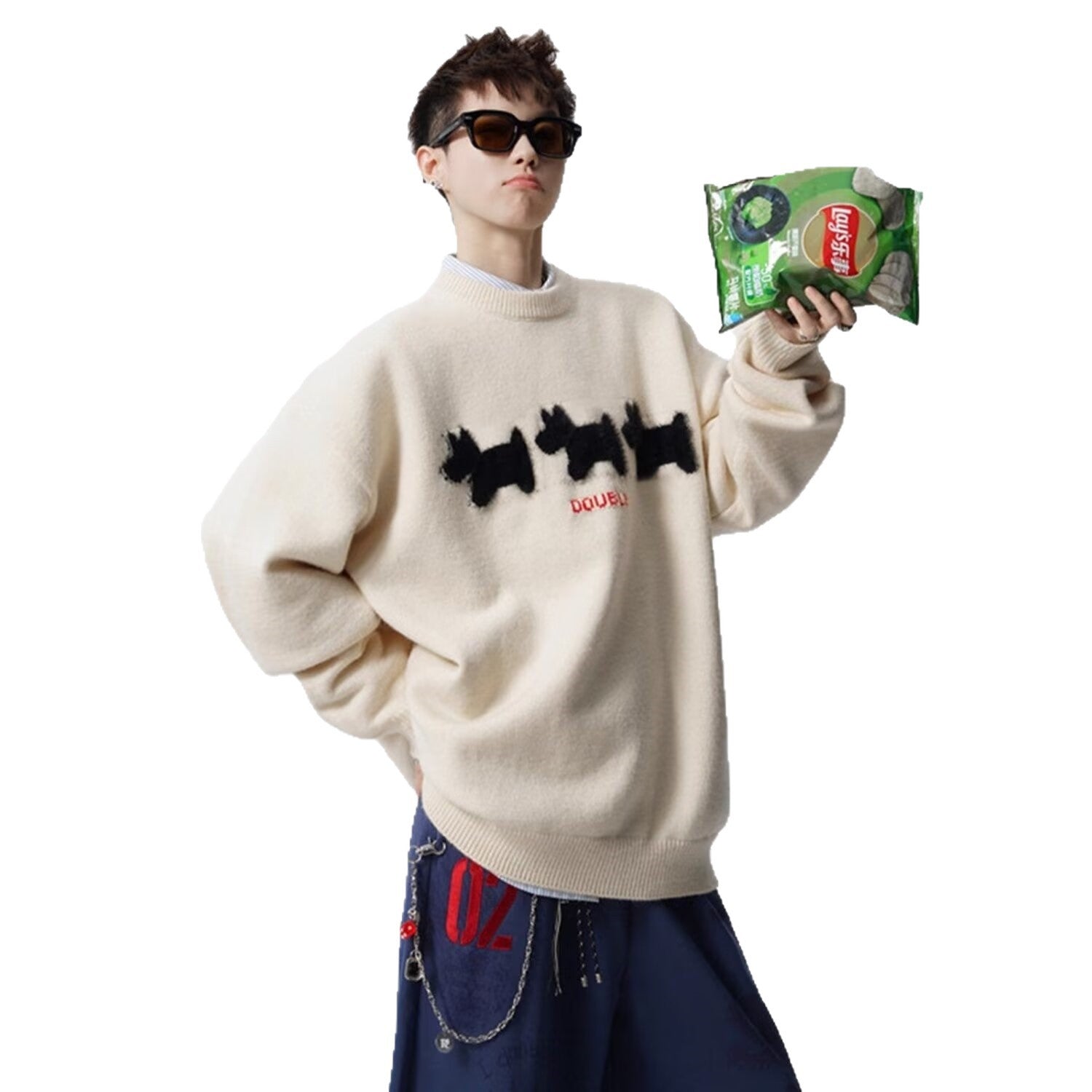 Casual Crew-neck Knit Sweater Loose-fitting And Versatile