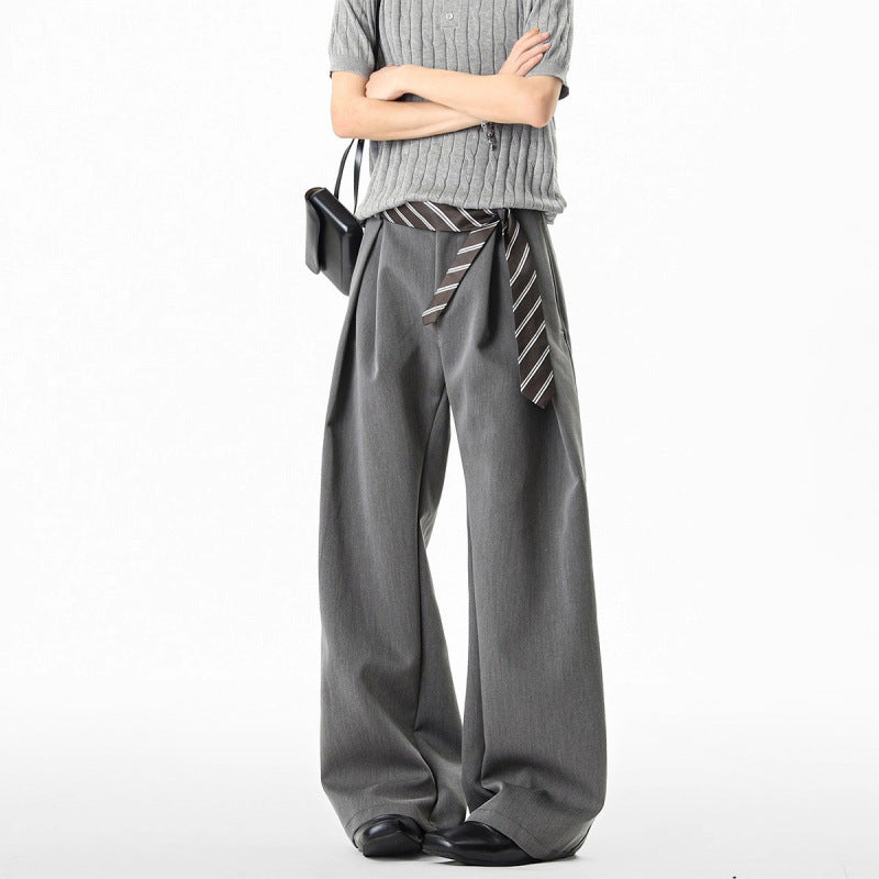 American-style Three-dimensional H-line Pleated Dress Trousers For Men