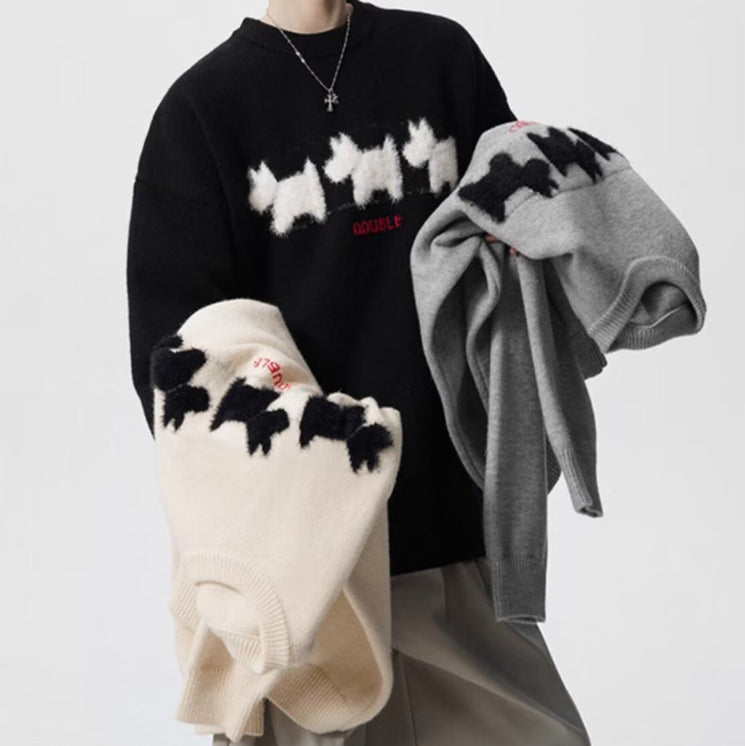 Casual Crew-neck Knit Sweater Loose-fitting And Versatile