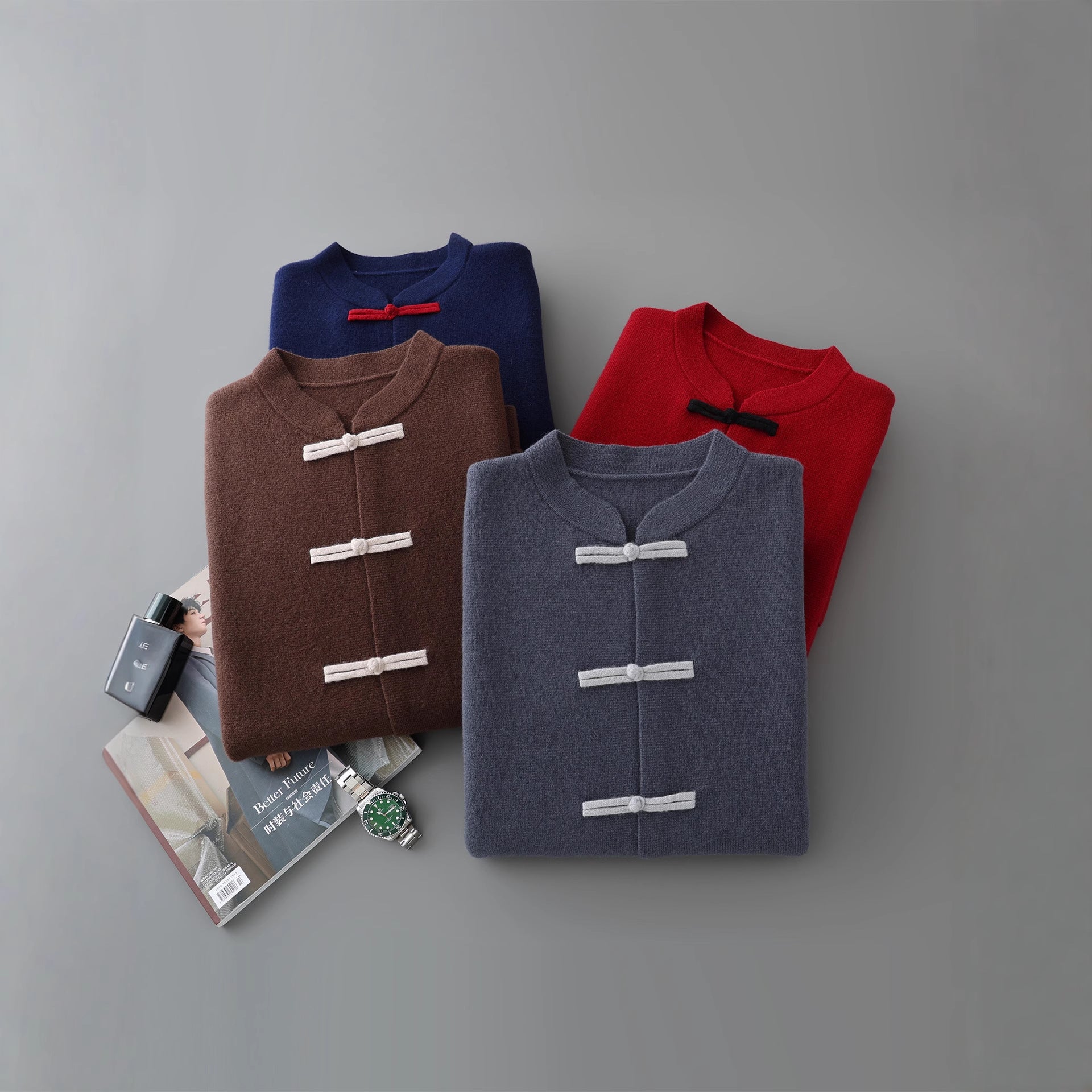 Chinese-style Tang Suit Mens Retro Casual Long-sleeve Jacket