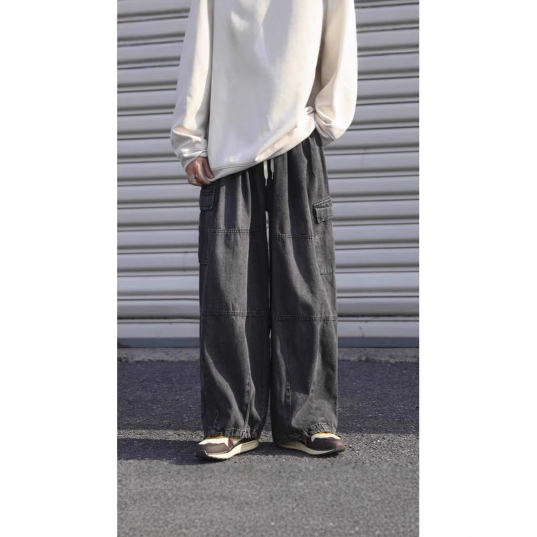 Hong Kong Style Retro Overalls Jeans Man