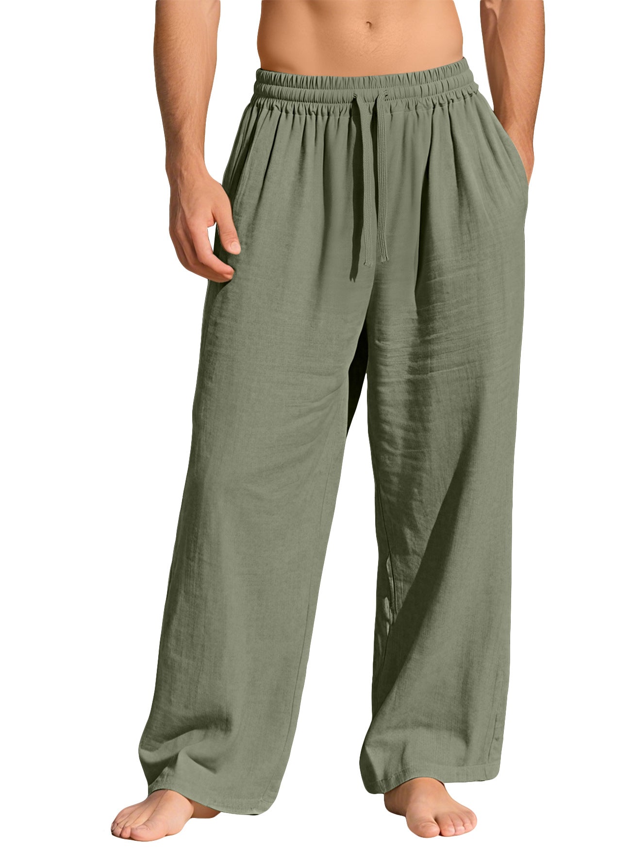 Pocketed Drawstring Solid-color Trendy Business Pants