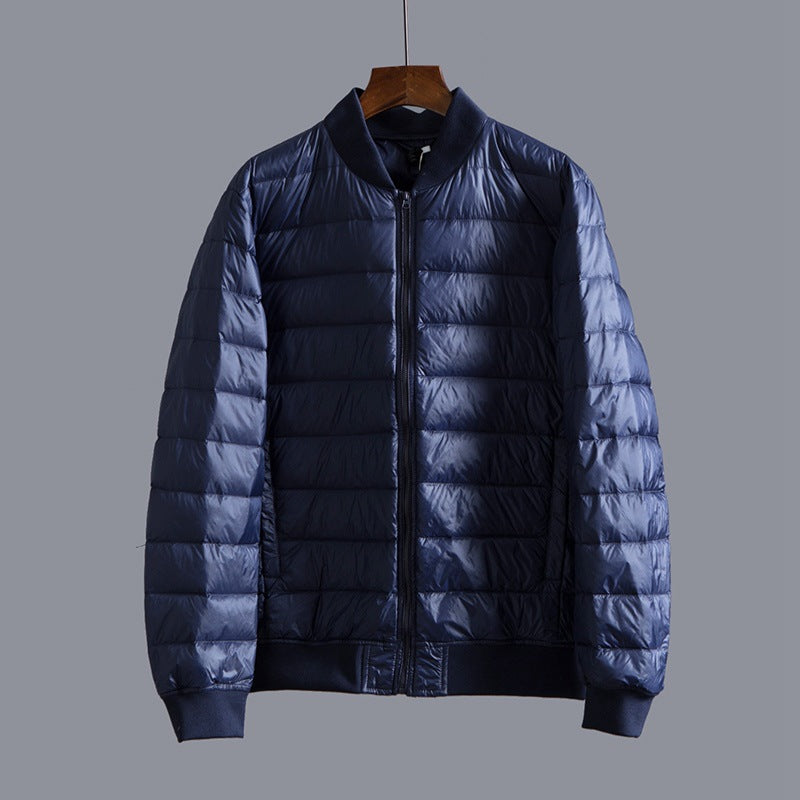 Lightweight Down Jacket With A Baseball Collar