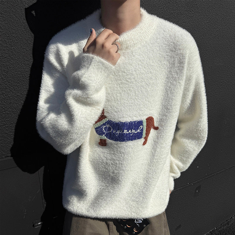 Casual Sweater For Men Featuring A Dachshund Design