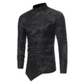 Casual Long-sleeve Shirt With An Irregular Hem And A Subtle Textured Pattern