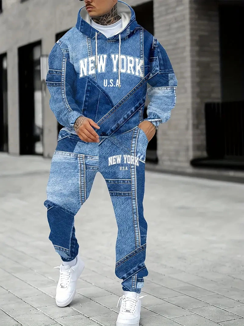 Stylish Men's Denim Hoodie