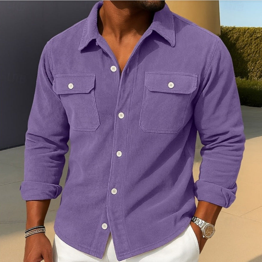 Mens Loose-fit Corduroy Shirt-coat