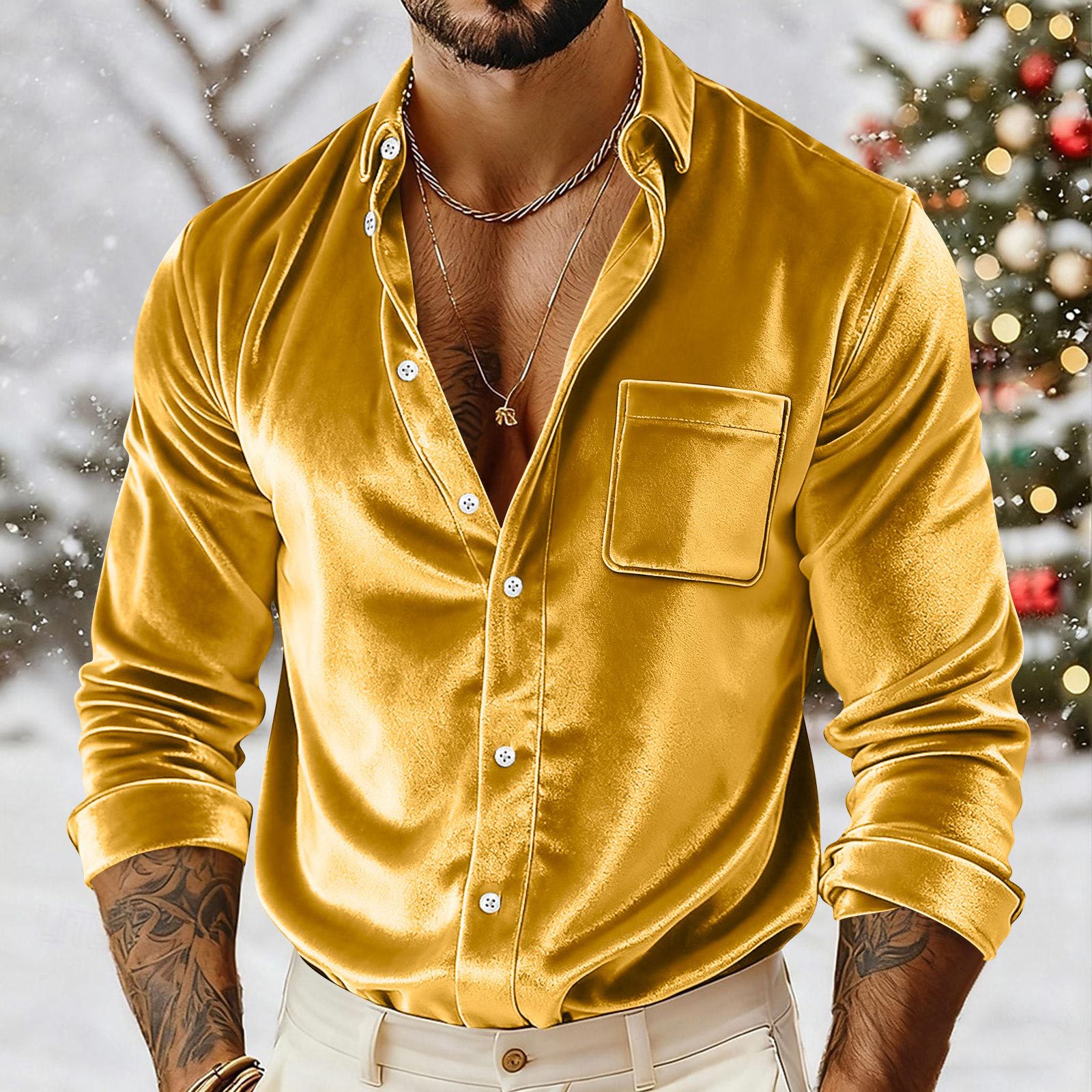 Gold Velvet Men's Shirt