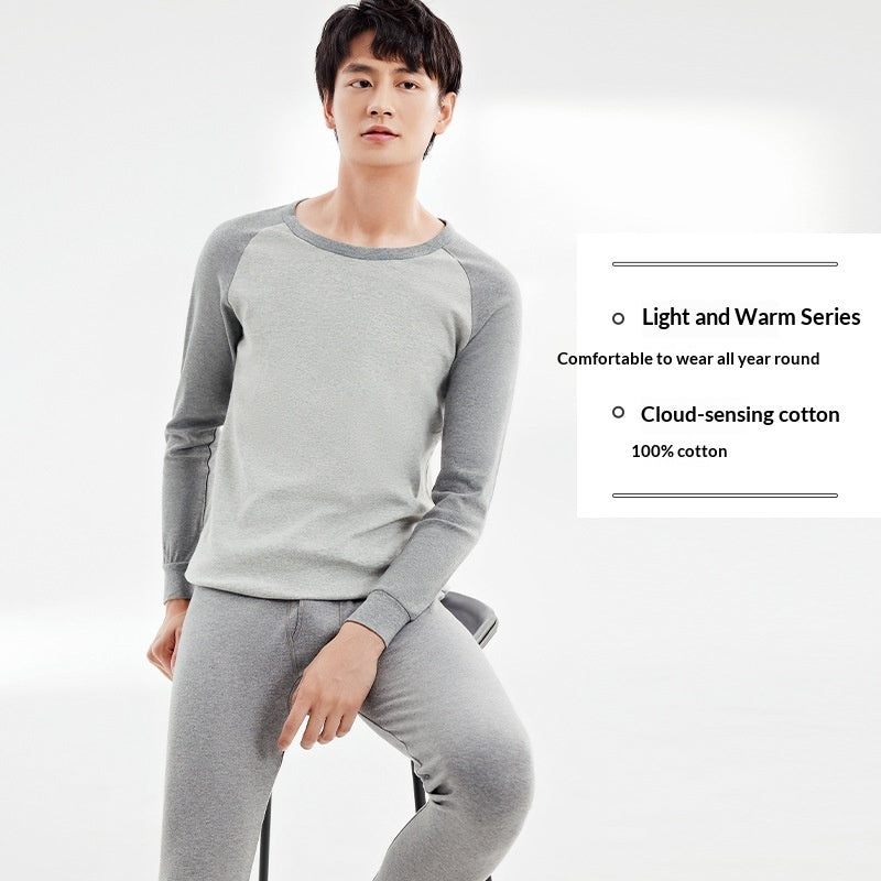 100 Cotton Antibacterial Autumn Top And Bottom Set Mens Thermal Underwear