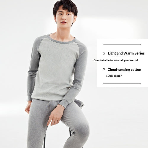 100 Cotton Antibacterial Autumn Top And Bottom Set Mens Thermal Underwear