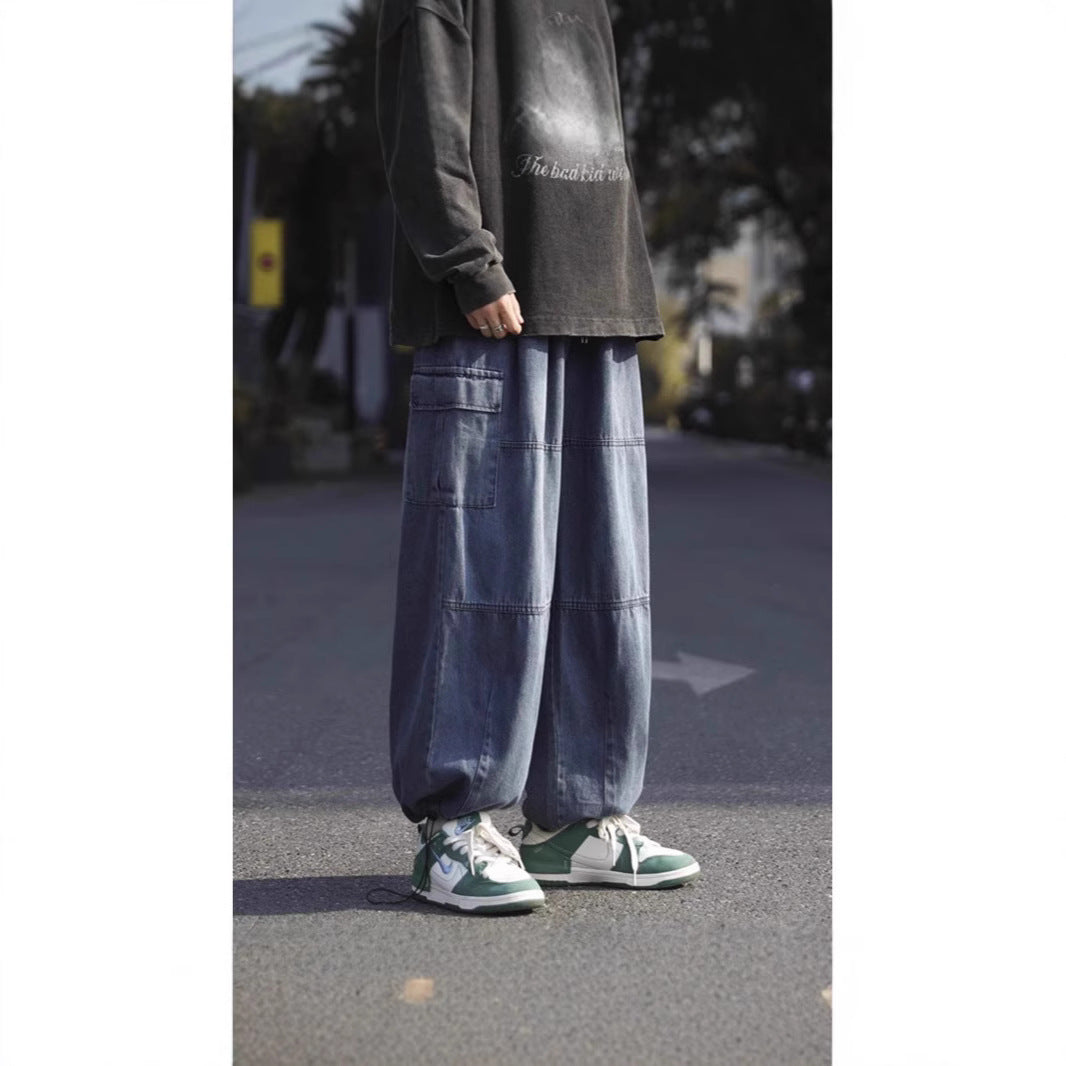 Hong Kong Style Retro Overalls Jeans Man